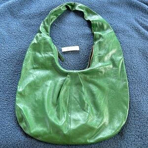 Anthropologie green lambskin leather hobo